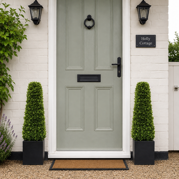 Premium Quality Boxwood Topiary Pyramid Trees in Black Square Planter 90cm/3ft (Set of 2) - A1030