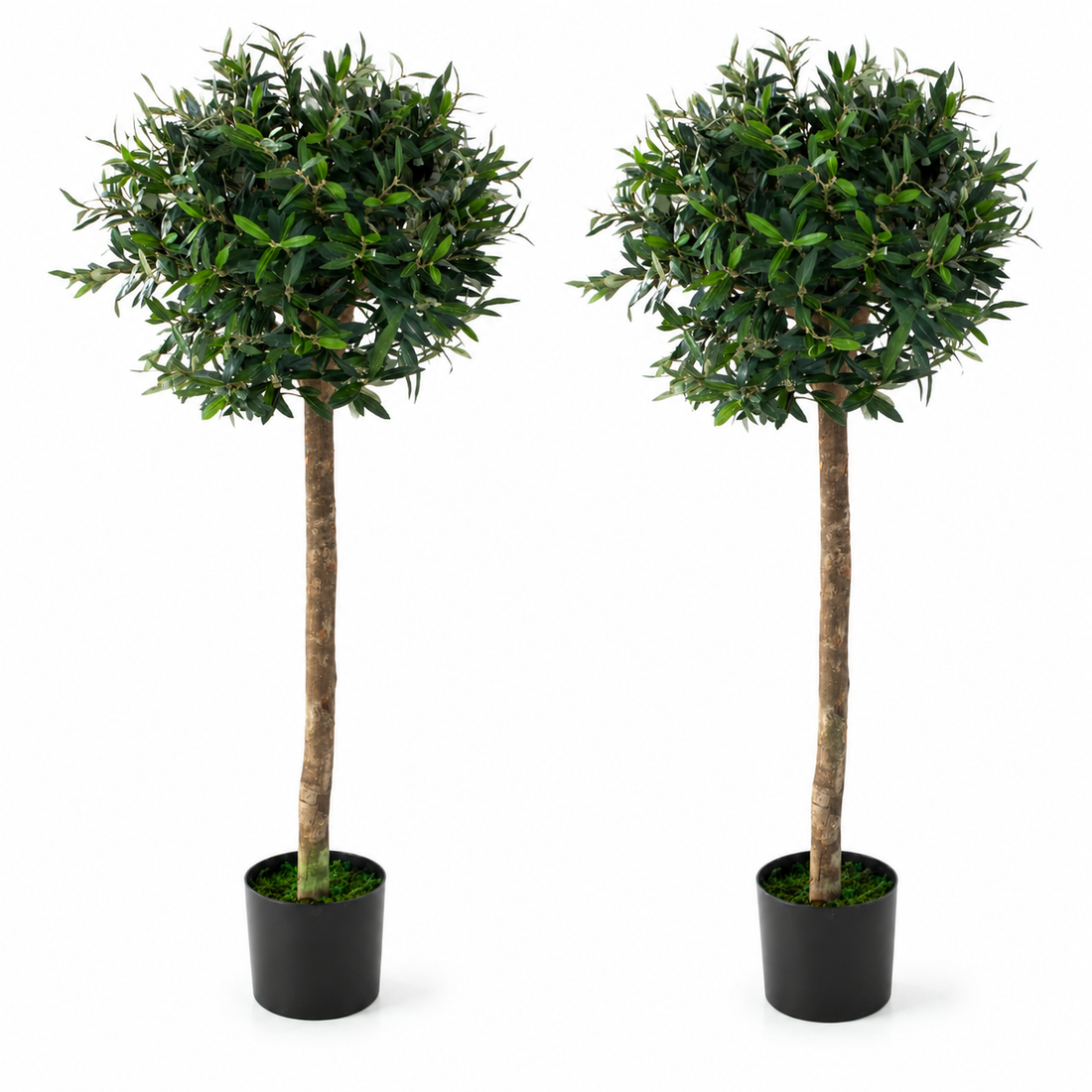 Olive Trees (Set of 2) 4ft/120 cm -  With Real Wood Trunk, Premium Quality & Natural Appearance - A1046