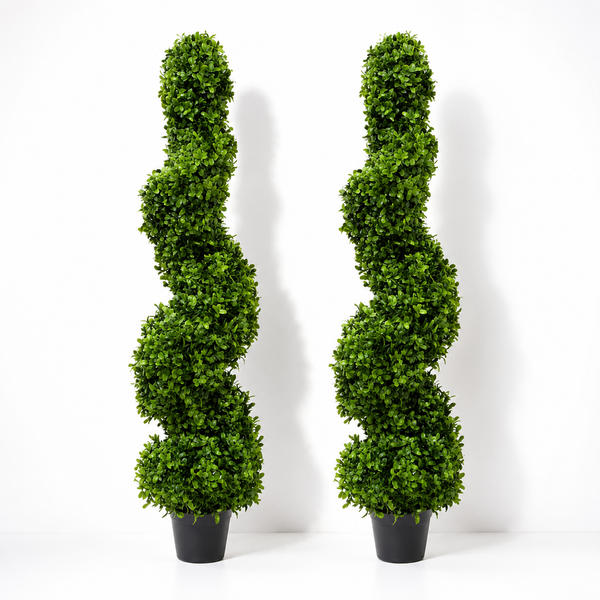 Premium Spiral Boxwood Topiary Trees (Set of 2) 96cm/3ft - A1065