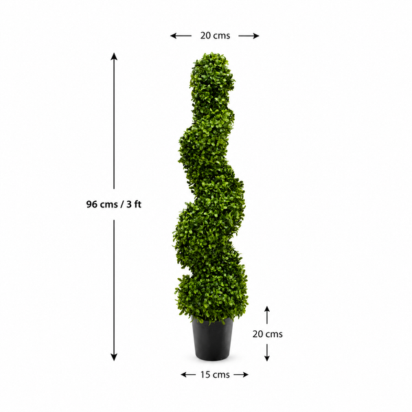Premium Spiral Boxwood Topiary Trees (Set of 2) 96cm/3ft - A1065