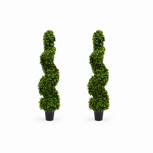Premium Spiral Boxwood Topiary Trees (Set of 2) 96cm/3ft - A1065