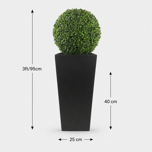 Aglaia Boxwood Ball in Tall Black Tin Planter (95cm/3ft) - A1066