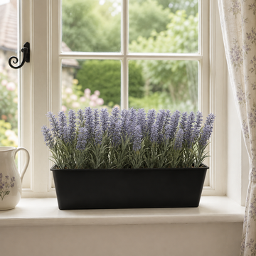 Lavender Tin Black Planter Window Box 45cm/18in - A1073