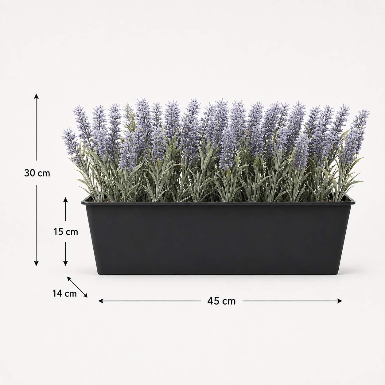 Lavender Tin Black Planter Window Box 45cm/18in - A1073