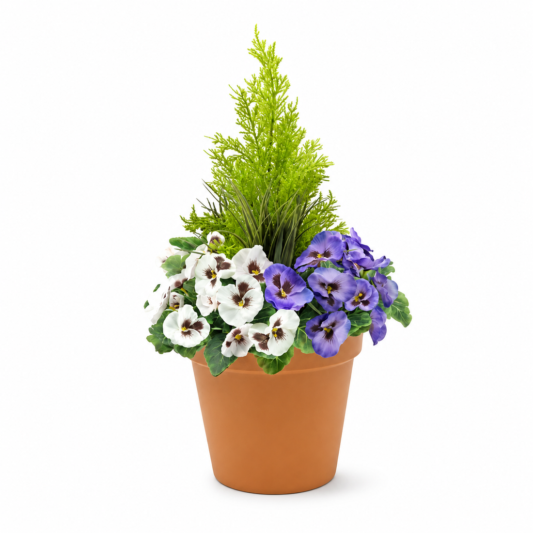 Purple & White Pansy Terracotta Patio Planter 60cm/24in - A1076