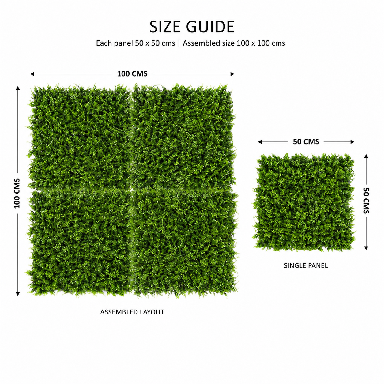 Green Wall Hedge with Small Leaf Foliage (Pack of 4) 50cm x 50cm - A1135