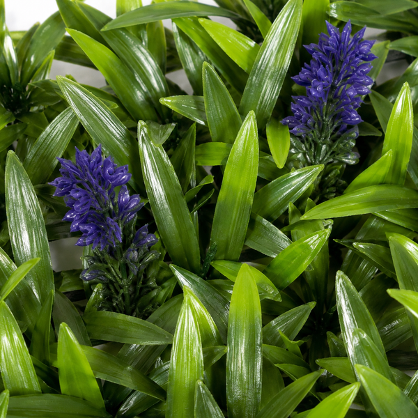Green Wall Hedge with Green Leaf Foliage and Purple Flowers (Pack of 4) 50cm x 50cm - A1137