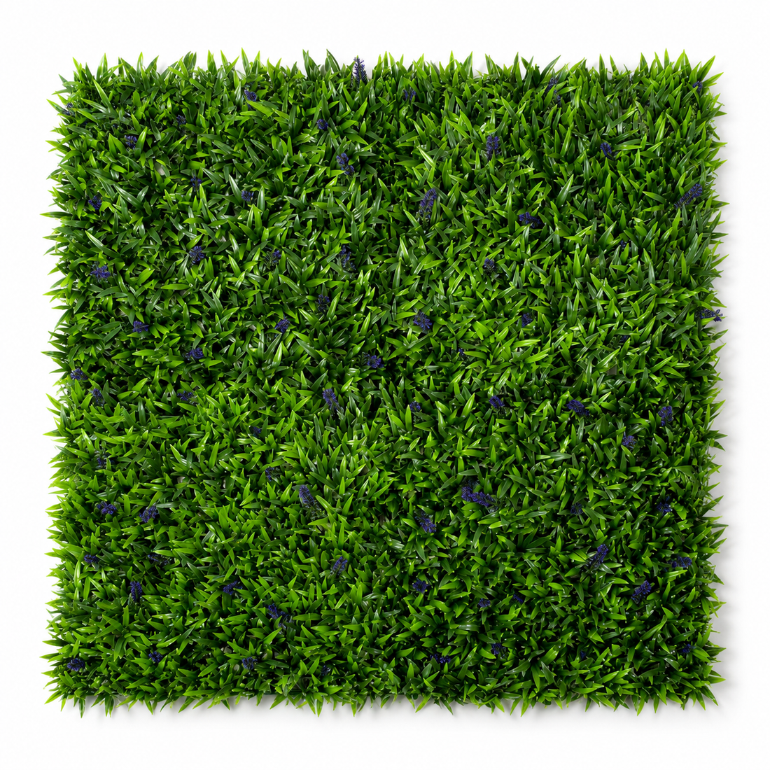 Green Wall Hedge with Green Leaf Foliage and Purple Flowers (Pack of 4) 50cm x 50cm - A1137