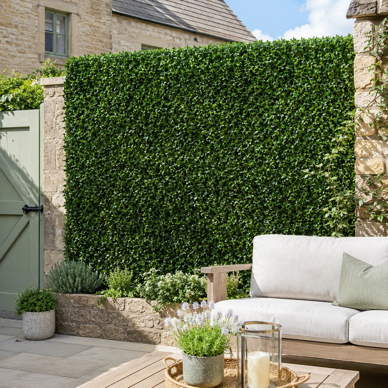 Green Wall Hedge with Dark Ivy Leaf Foliage (Pack of 4) 50cm x 50cm - A1139