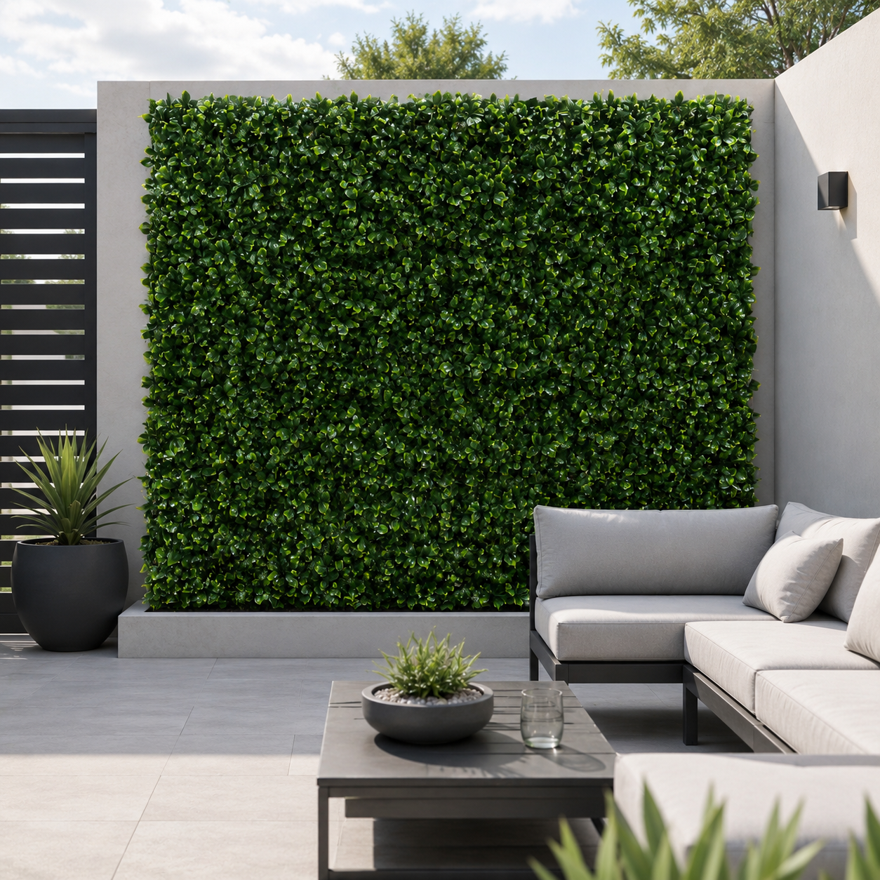 Green Wall Hedge with Light and Dark Leaf Foliage (Pack of 4) 50cm x 50cm - A1140