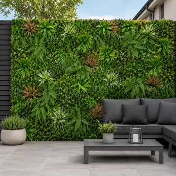 Premium Green Wall Hedge with Mixed Green and Pastel Pink Leaf Foliage (1m x 1m) - A1145