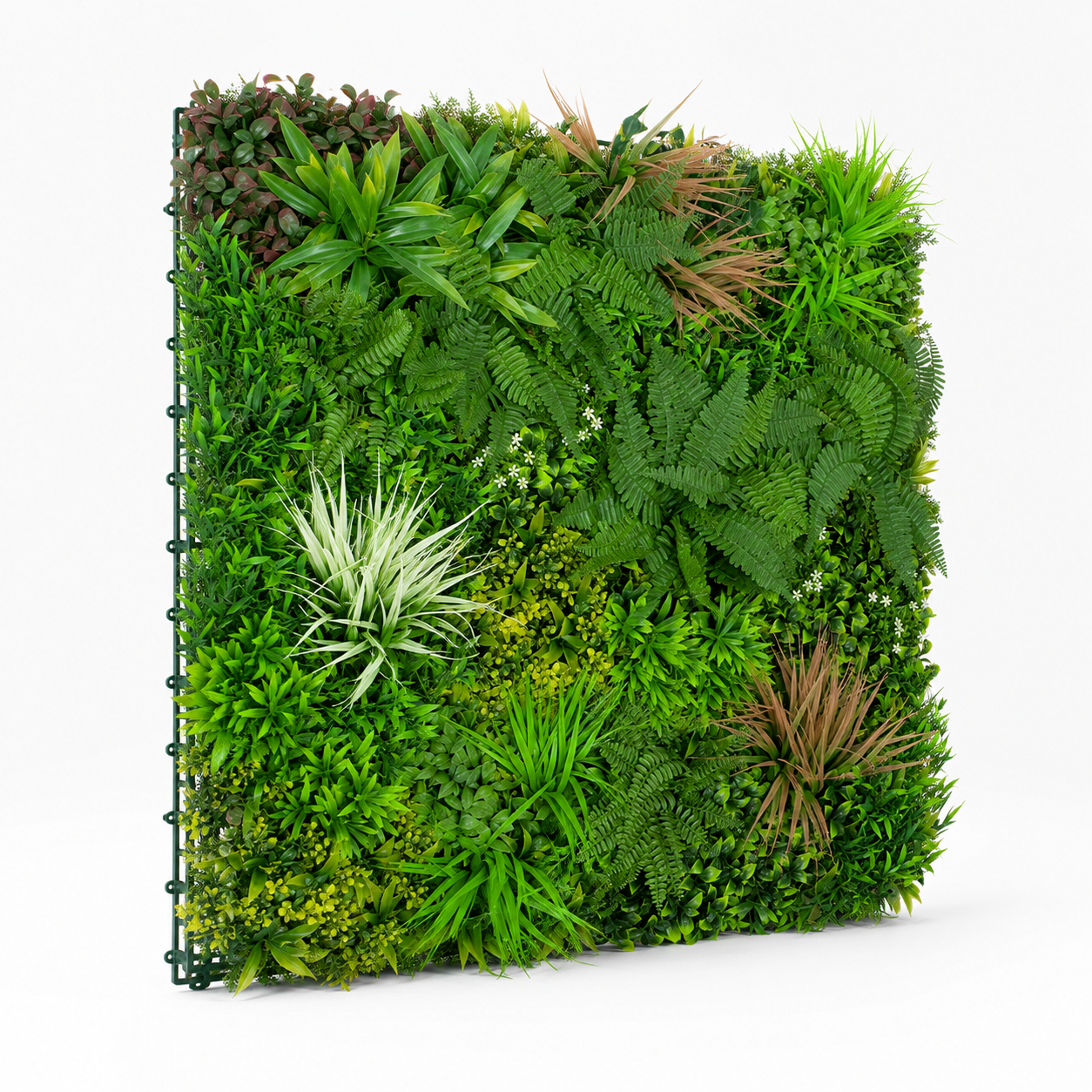 Premium Green Wall Hedge with Mixed Green and Pastel Pink Leaf Foliage (1m x 1m) - A1145