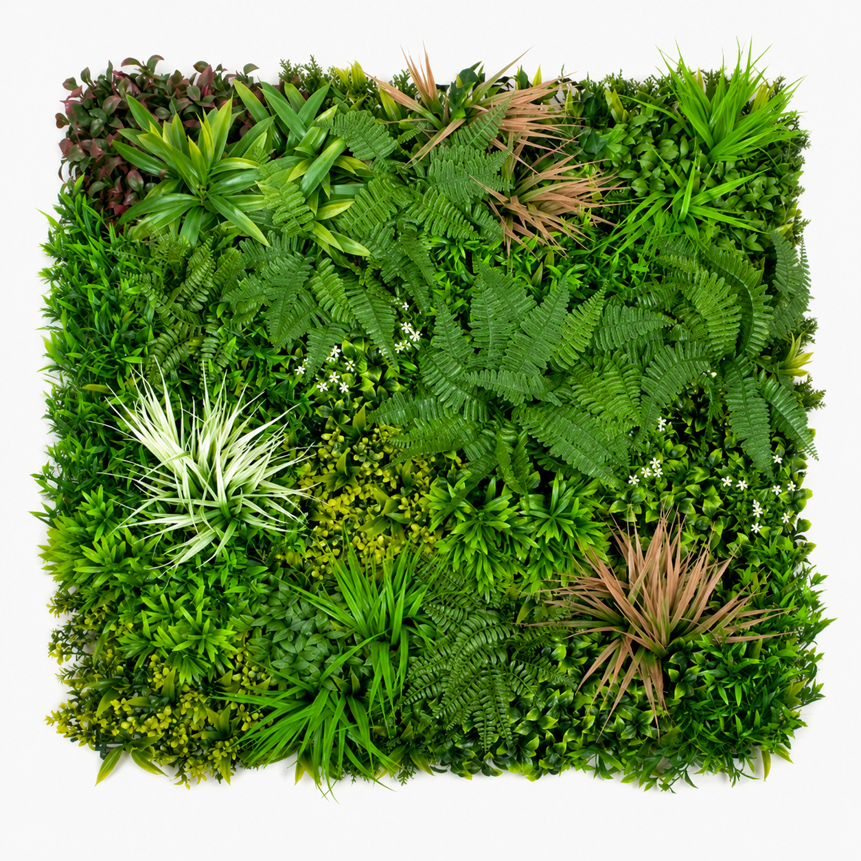 Premium Green Wall Hedge with Mixed Green and Pastel Pink Leaf Foliage (1m x 1m) - A1145