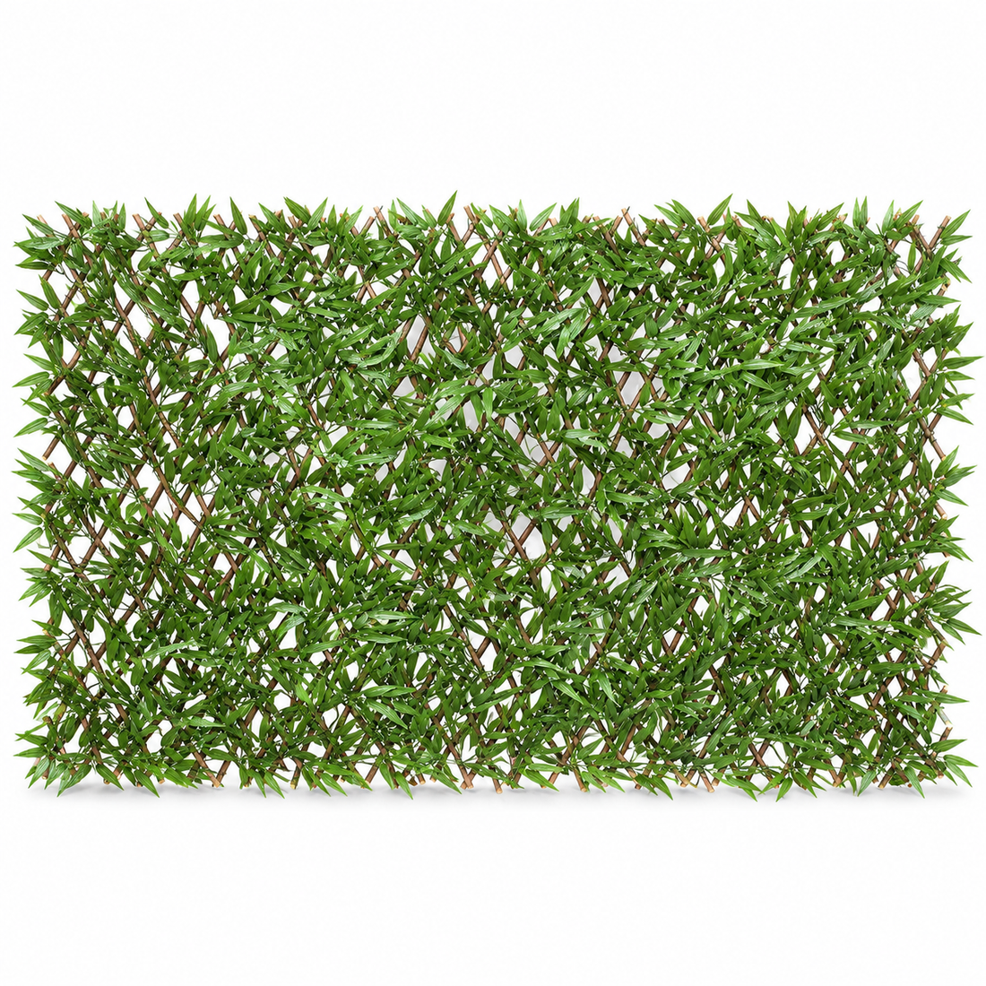 Expanding Green Wall Willow Trellis Fence with Bamboo Leaf Foliage (1m x 2m) - A1149