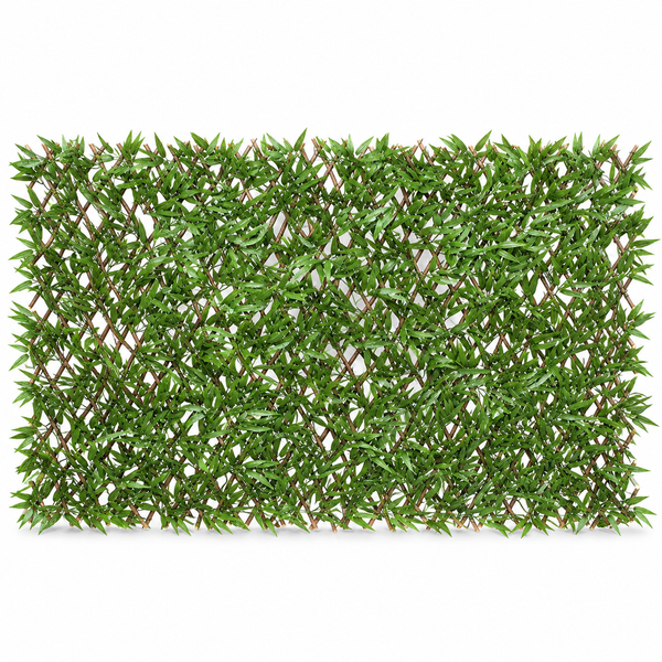 Expanding Green Wall Willow Trellis Fence with Bamboo Leaf Foliage (1m x 2m) - A1149