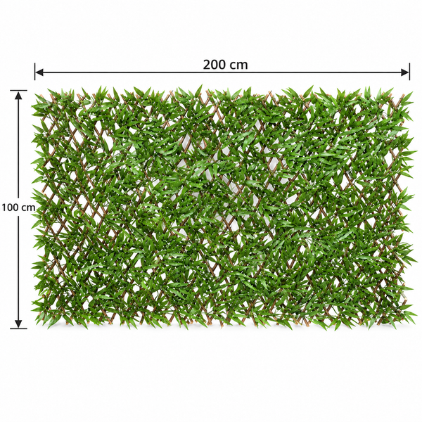 Expanding Green Wall Willow Trellis Fence with Bamboo Leaf Foliage (1m x 2m) - A1149