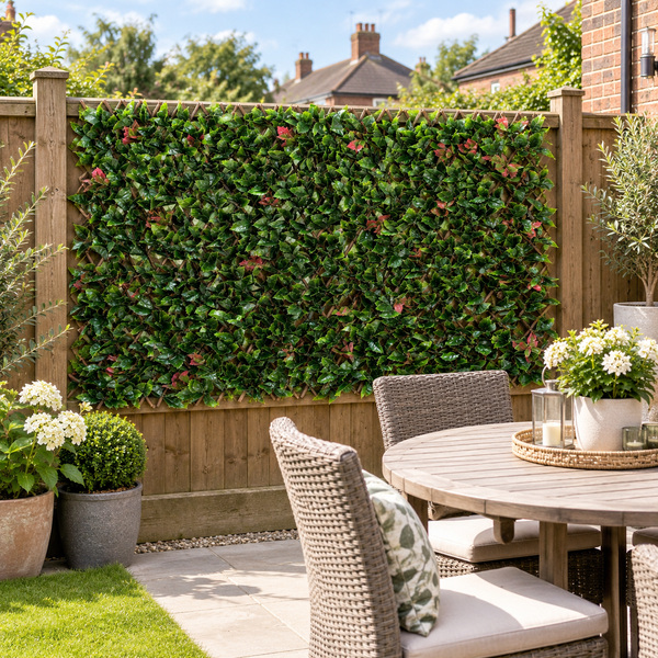 Expanding Green Wall Willow Trellis Fence with Red and Green Leaf Foliage (1m x 2m) - A1151