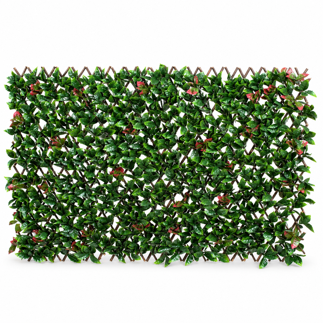 Expanding Green Wall Willow Trellis Fence with Red and Green Leaf Foliage (1m x 2m) - A1151