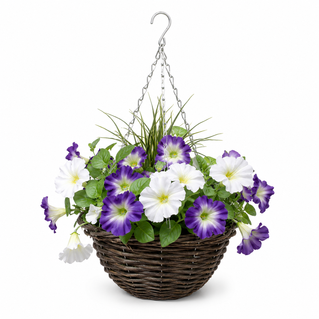 Purple & White Round Rattan Petunia Hanging Baskets (Set of 2) - A1185