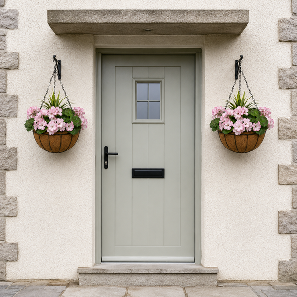 Pink Geranium Round Coir Hanging Basket (Set of 2) 25cm - A1188