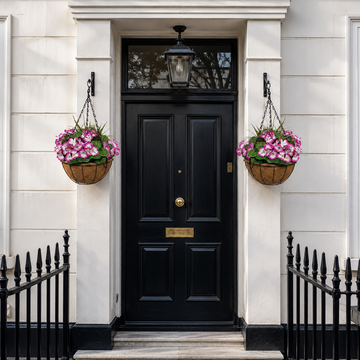 Purple Geranium Round Coir Hanging Basket (Set of 2) 25cm - A1189