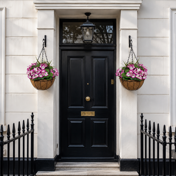 Purple Geranium Round Coir Hanging Basket (Set of 2) 25cm - A1189