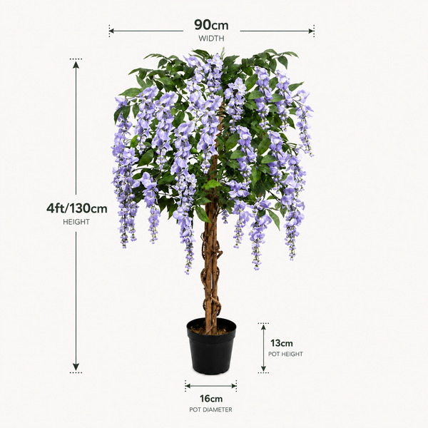 Lilac Wisteria Tree With Twisted Wood Trunk 4ft/130cm - A1211