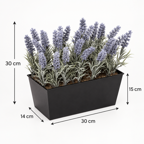 Lavender Tin Black Planter Window Box 30cm/12in - A1214
