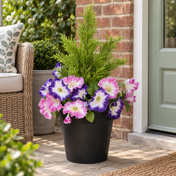 Pink & Purple Petunia Black Patio Planter 60cm/24in - A1240