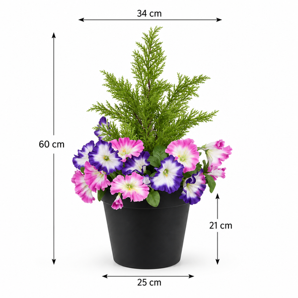 Pink & Purple Petunia Black Patio Planter 60cm/24in - A1240