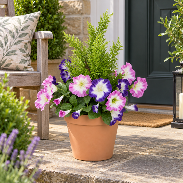 Pink & Purple Petunia Terracotta Patio Planter 60cm/24in - A1244