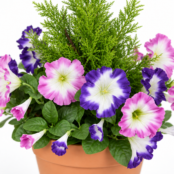 Pink & Purple Petunia Terracotta Patio Planter 60cm/24in - A1244