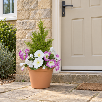 Pink & White Petunia Terracotta Patio Planter 60cm/24in - A1246