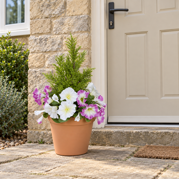 Pink & White Petunia Terracotta Patio Planter 60cm/24in - A1246
