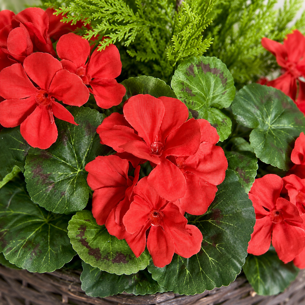 Red Geranium Rattan Patio Planters (Set of 2) 60cm/24in - A1256