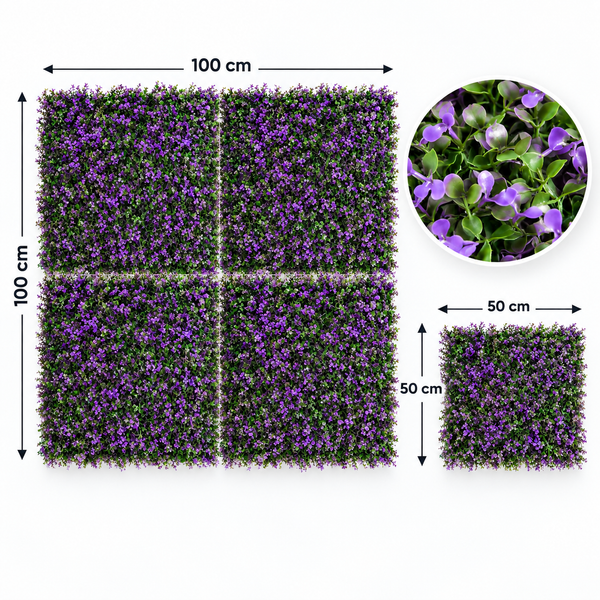 Green Wall Hedge with Purple Leaf Foliage (Pack of 4) 50cm x 50cm - A1264