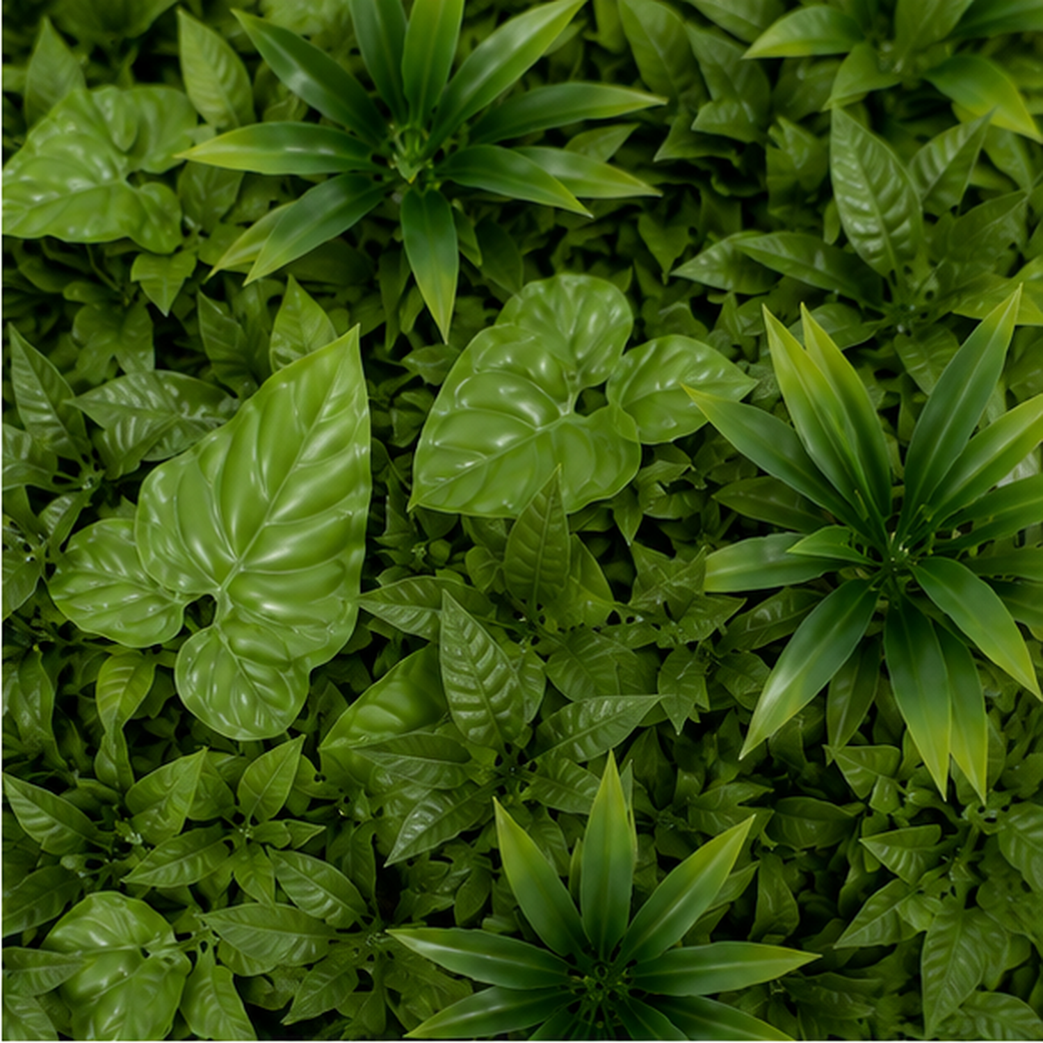 Green Wall Hedge with Dark Leaf Foliage Flowers (Pack of 4) 50cm x 50cm - A1270