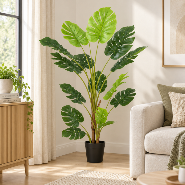 Tropical Monstera Tree in Black Pot 150cm/60in - A1291