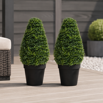 Boxwood Topiary Cone Shaped Potted Plant 70cm/28in (Set of 2) - A1300