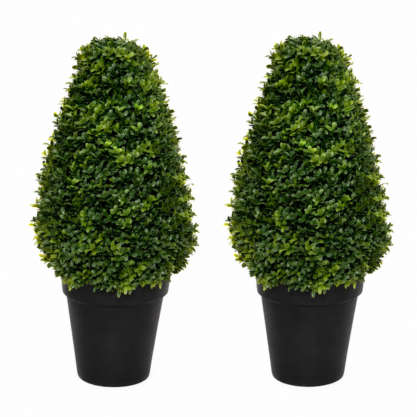 Boxwood Topiary Cone Shaped Potted Plant 70cm/28in (Set of 2) - A1300