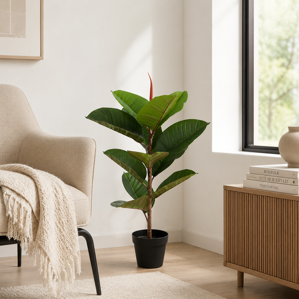 Real Touch Rubber Tree in Black Pot 70cm - A1363