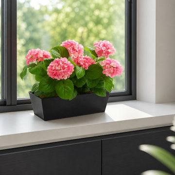 Pink Hydrangea in Black Window Box - A1383
