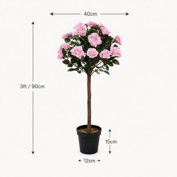 Soft Pink Rose Tree 25 Flowers 90cm/3ft - A1401