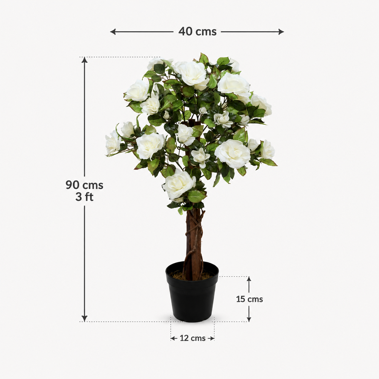 White Rose Tree 60 Flowers 90cm/3ft - A1404