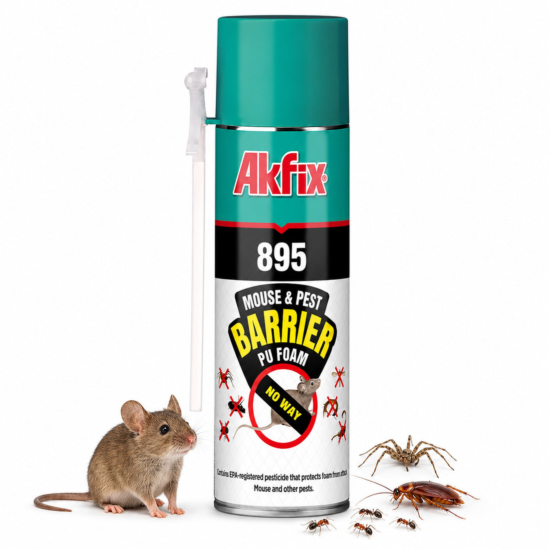 Akfix Mouse and Pest Barrier Foam 400ml - Expanding PU Foam for Sealing Gaps, Blocking Entry Points & Preventing Pest Intrusion - DIY1713