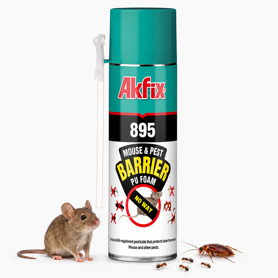 Akfix Mouse and Pest Barrier Foam 400ml - Expanding PU Foam for Sealing Gaps, Blocking Entry Points & Preventing Pest Intrusion - DIY1713