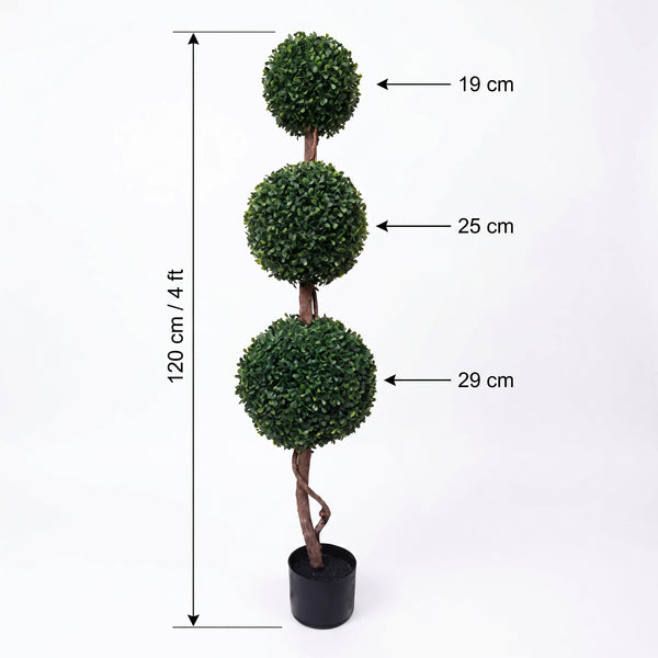 Triple Ball Boxwood Topiary Trees - 120cm/4ft (Set of 2) - A1006-C