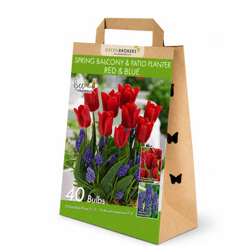 Red & Blue Spring Balcony and Patio Planter Mix – 40 Bulbs - B1315