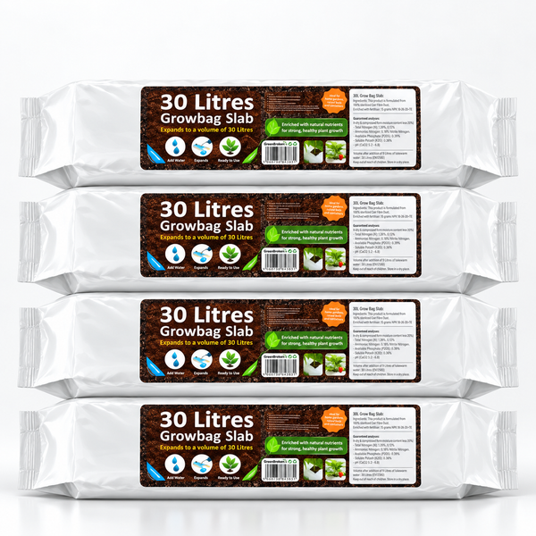 4 Vegetable Grow Bags, Organic All Purpose Potting Compost, Expands to 30 Litre - C1456