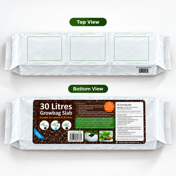 4 Vegetable Grow Bags, Organic All Purpose Potting Compost, Expands to 30 Litre - C1456
